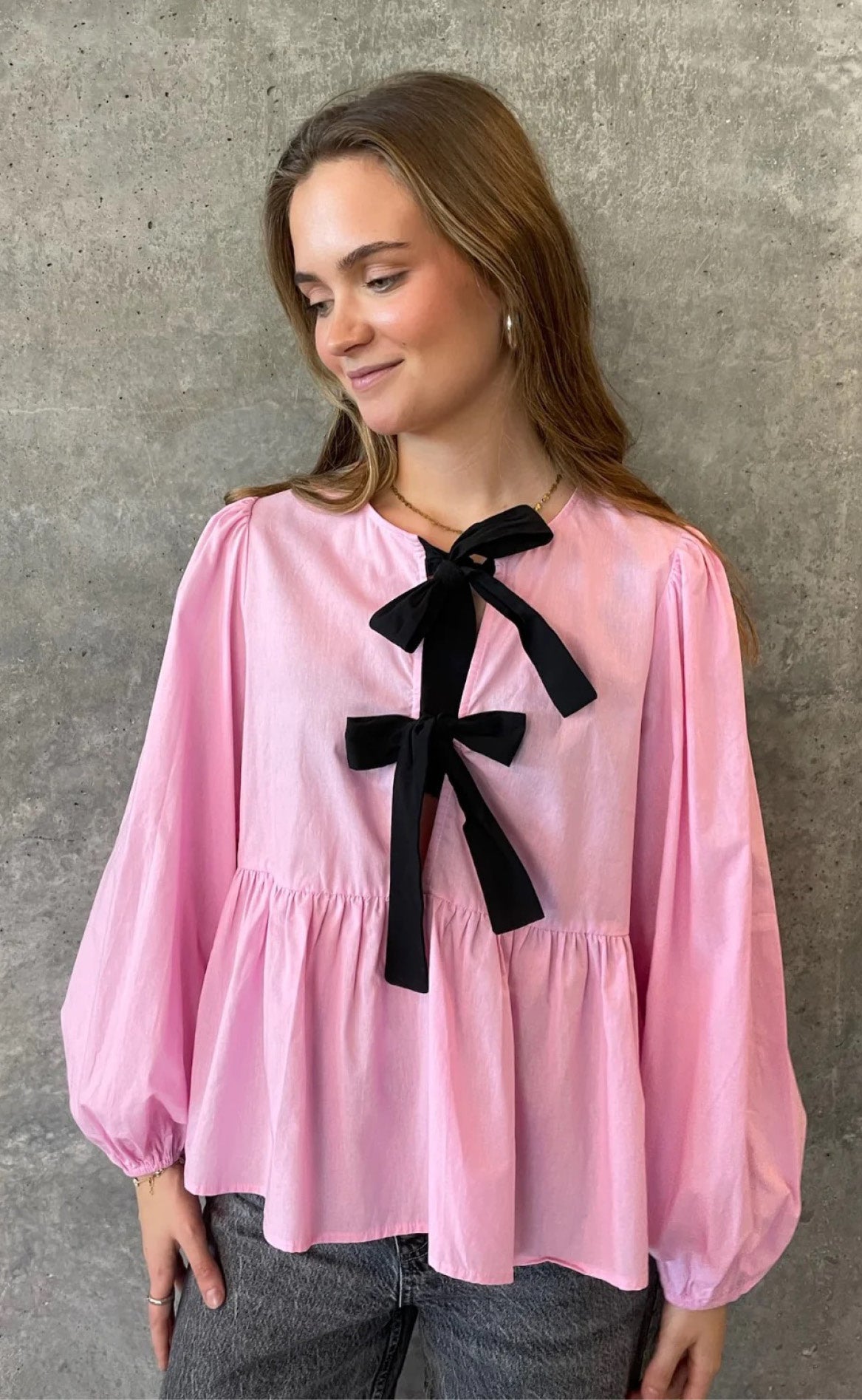 Pieces Bluse - Golly Bow - Fairy Tale Black Bows